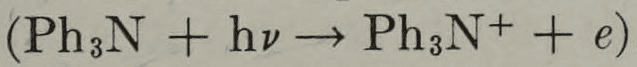Triphenylamine photoionization equation: Ph3N + hν → Ph3N+ + e